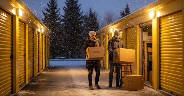 Two men using winter storage in Meridian, ID