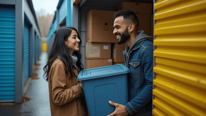 Couple moving into self storage