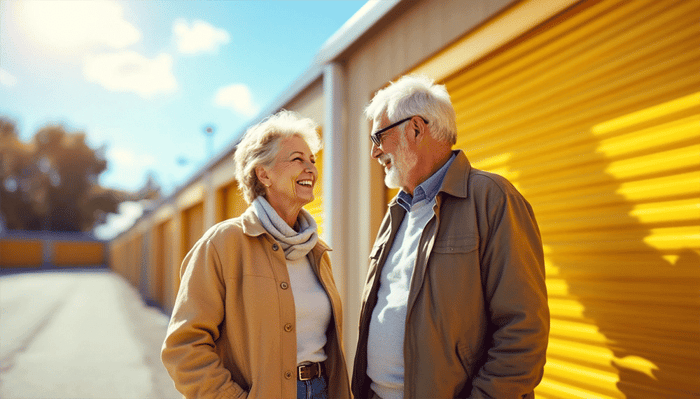 Older-couple-looking-at-a-drive-up-storage-unit