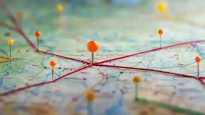 Mini Mall storage has over 200 locations Map with pins on it