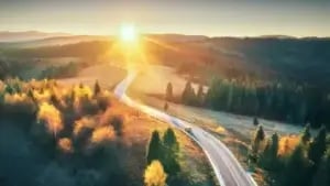 a bright and beautiful highway scene