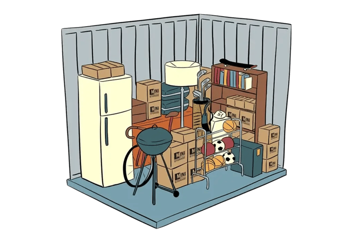 Items packed into a 10x20 storage unit