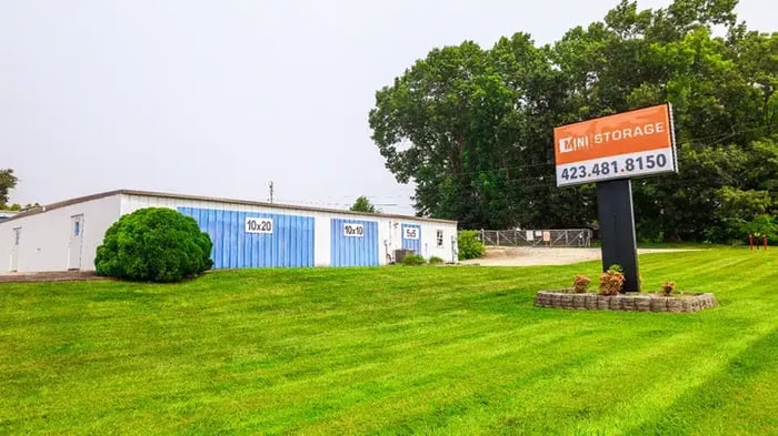 A photo of the Mini Mall Storage Sign in Afton