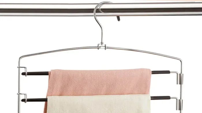 hanging closet organizer for the storage of scarves, pants, and accessories