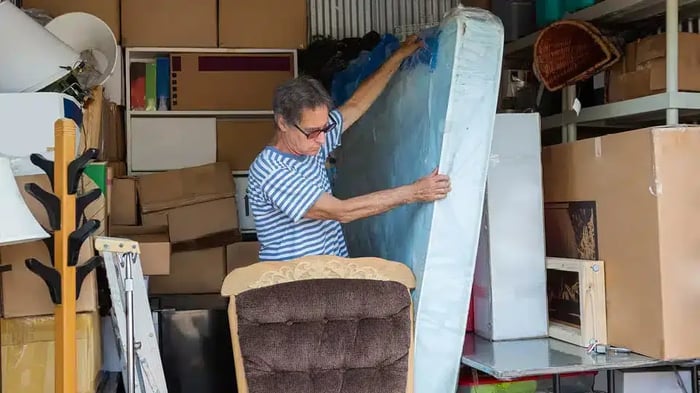 A person moving into their self storage unit