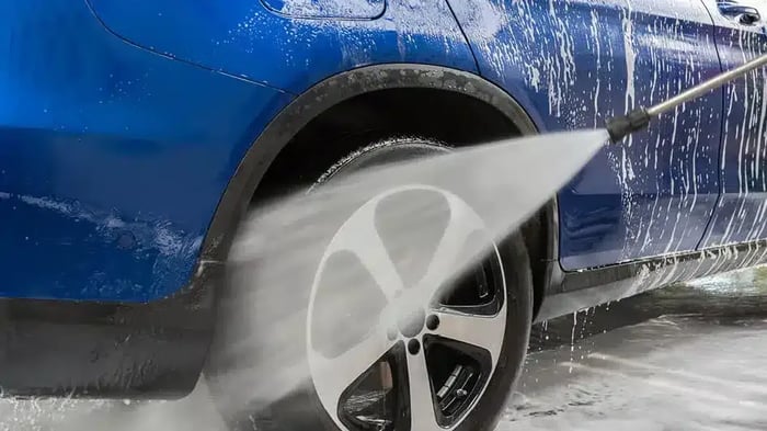 vehicle being washed for storage