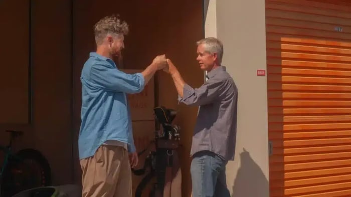 a man and his father storing in a Mini Mall Storage unit