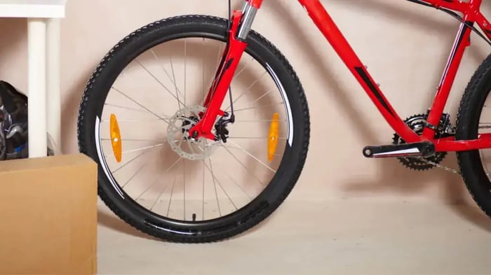 a bike being prepared for seasonal storage