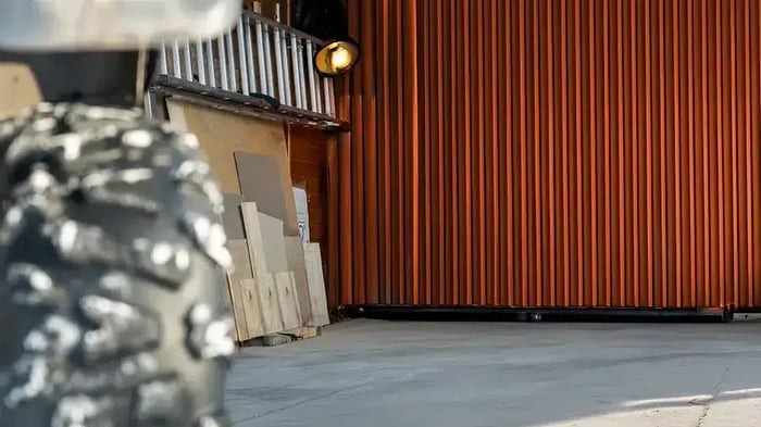 a vehicle about to be parked in self storage