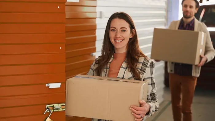 A couple storing with Mini Mall Storage
