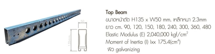 Base Beam ทำหน้าที่เป็นคานหลักที่รับน้ำหนักจากแบบหล่อและส่งต่อไปยังโครงสร้างรองรับ โดยทั่วไปทำจากเหล็กกล้าแข็งแรง STK500 มีขนาดมาตรฐานเช่น 200x161 มม.