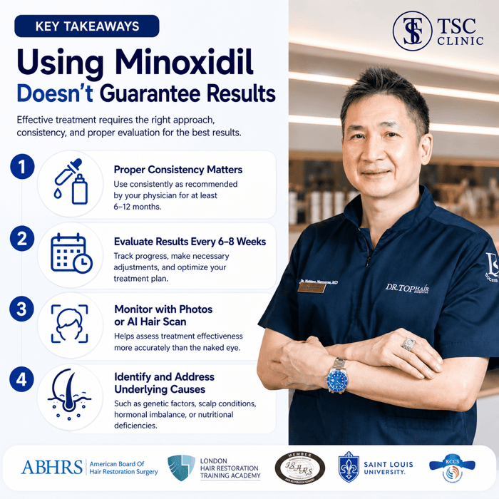 Key Takeaway: Using Minoxidil doesn't guarantee results