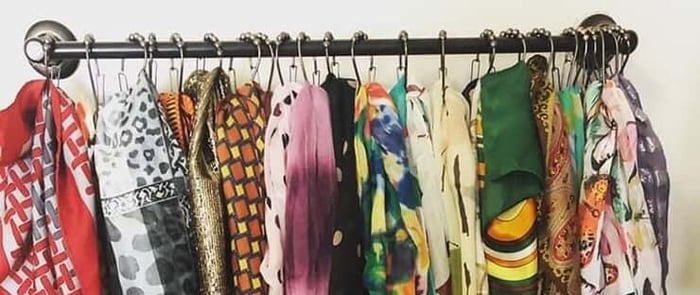Scarves on towel bar