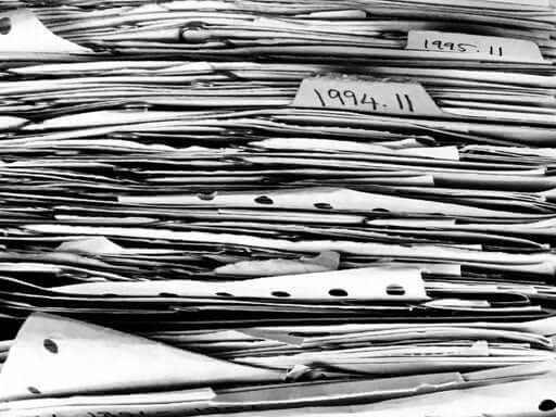 Black and white stack of papers
