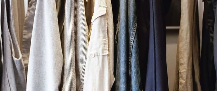 Close up of clothing on the rack