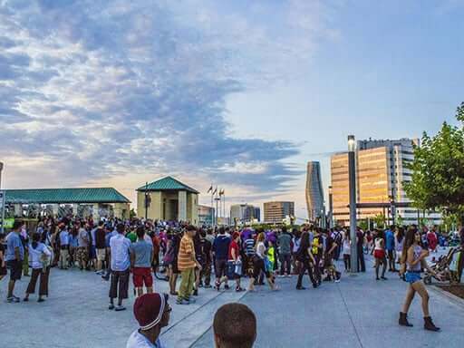 A crowd of people at City Center