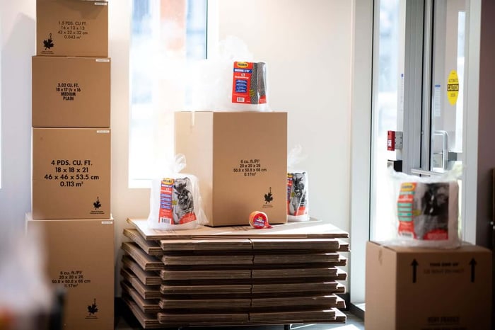Moving boxes and supplies at self storage Timberlea