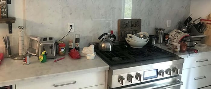Cluttered kitchen