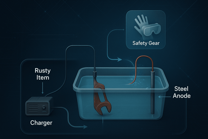 sled rust removal safety gear setup