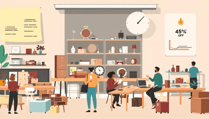 A vibrant yard sale setup in Winston-Salem showcasing various antiques.