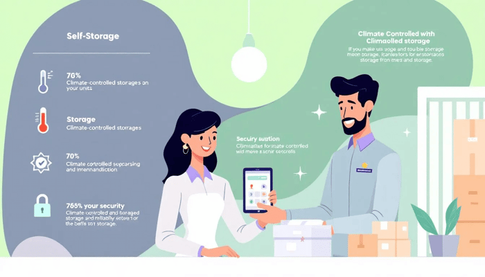 A friendly staff member assisting a customer at a self storage facility.