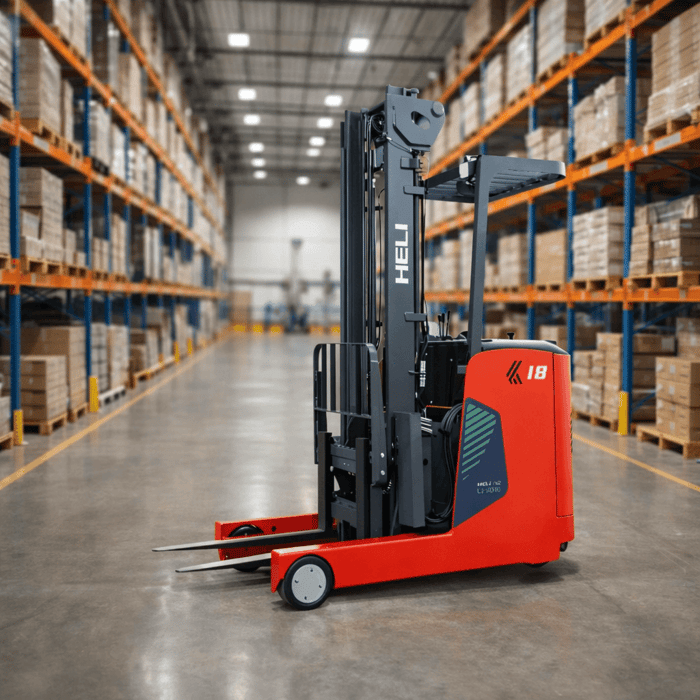 รถโฟล์คลิฟท์ไฟฟ้าแบบยืนขับ/นั่งข้าง (Reach Truck)