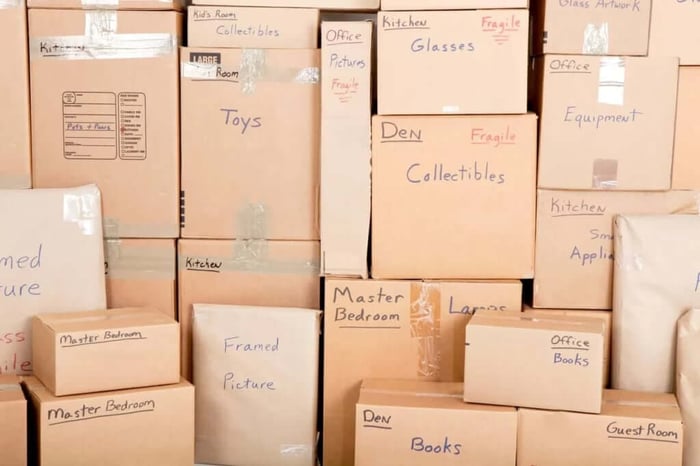 stacks of moving boxes