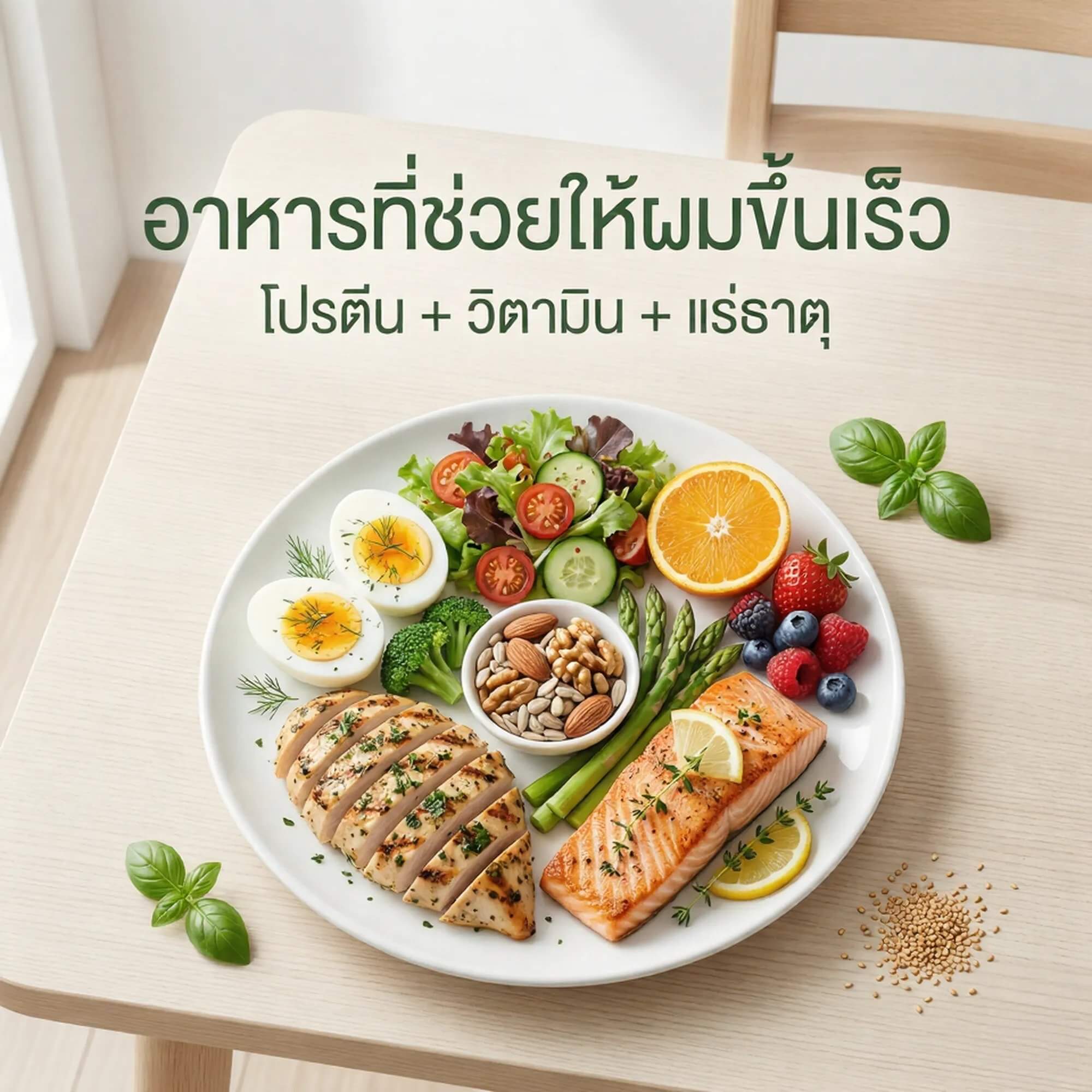 ตารางสารอาหารที่ช่วยให้ผมขึ้นเร็วหลังปลูกผม