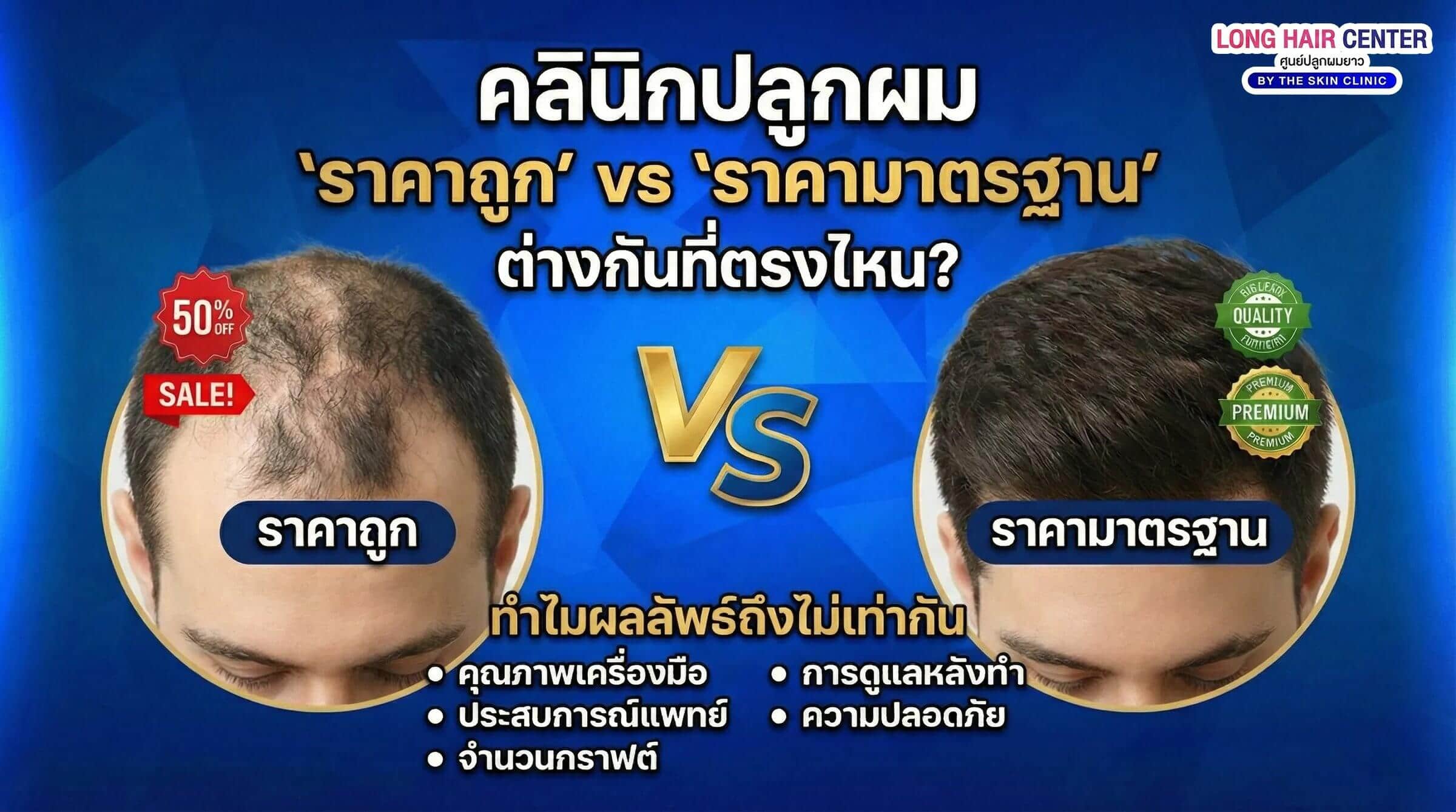 คลินิกปลูกผมราคาถูก vs ราคามาตรฐาน ต่างกันอย่างไร เลือกยังไง
