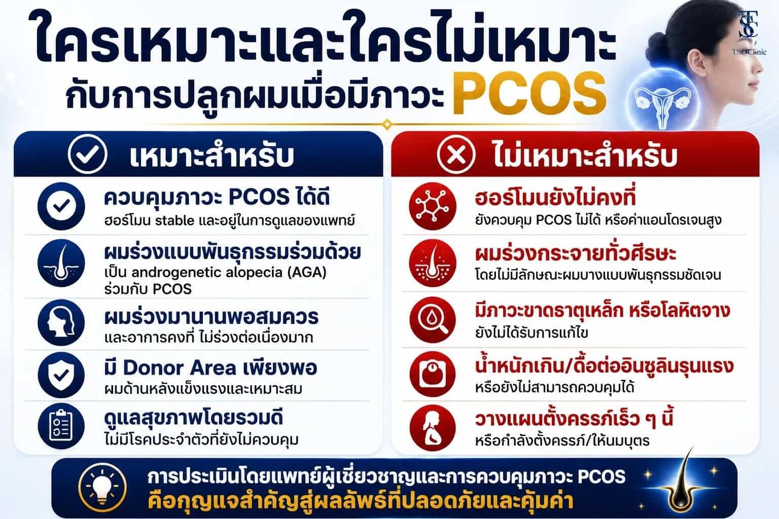 ใครเหมาะและใครไม่เหมาะกับการปลูกผมเมื่อมีภาวะ PCOS