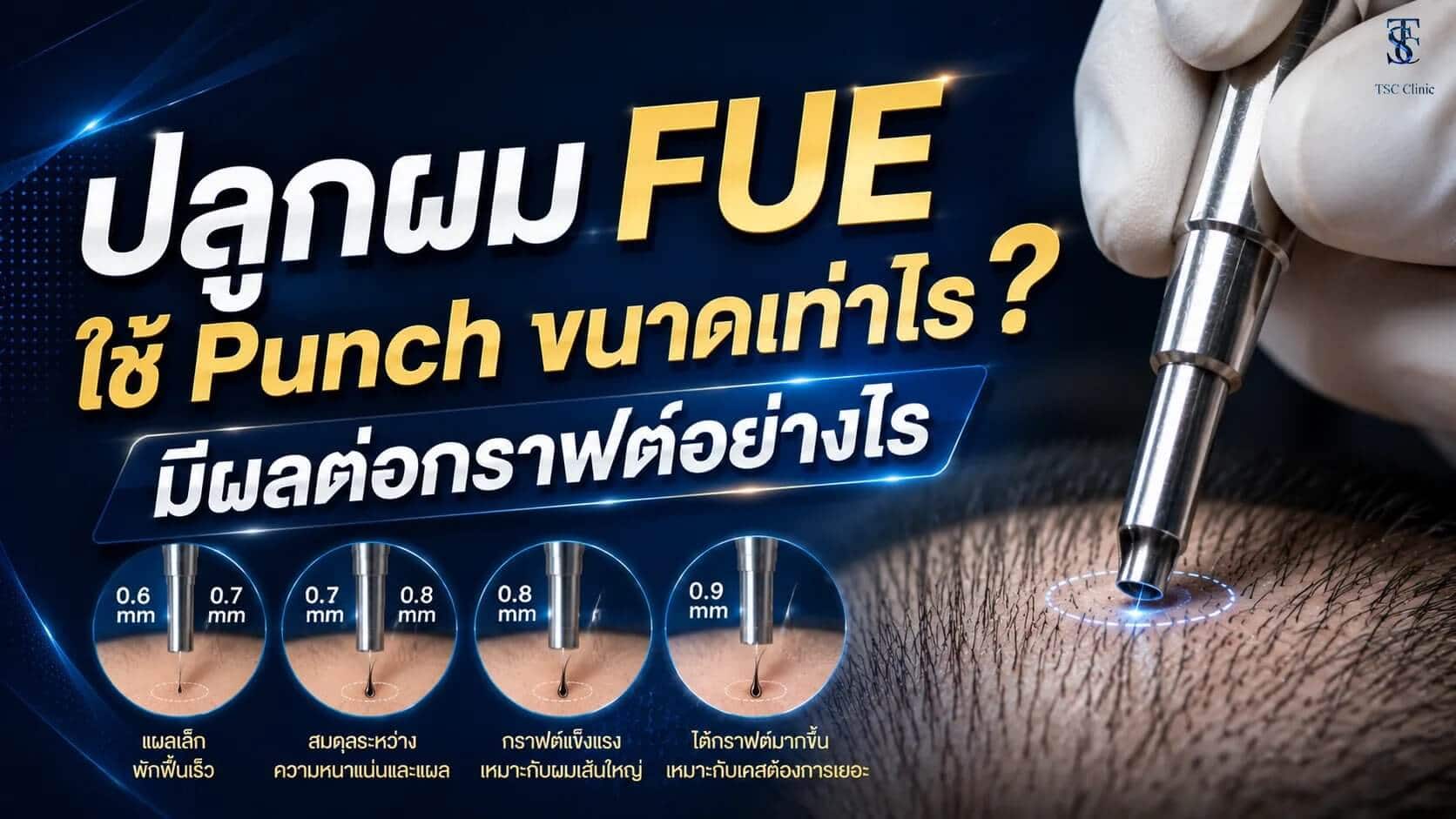 Punch ปลูกผม FUE ขนาดเท่าไรมีผลต่อกราฟต์อย่างไร