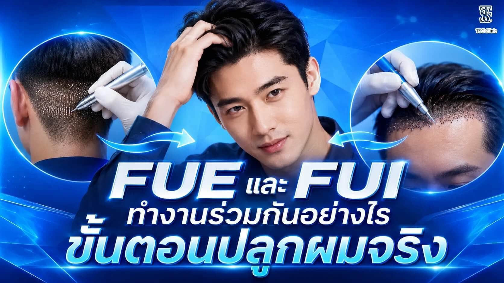 FUE และ FUI ทำงานร่วมกันอย่างไร ขั้นตอนปลูกผมจริง