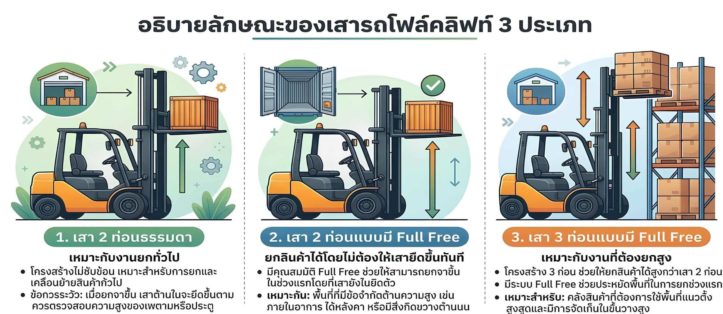 รู้จักเสาโฟล์คลิฟท์ 3 แบบ เลือกแบบไหนให้เหมาะกับการใช้งาน