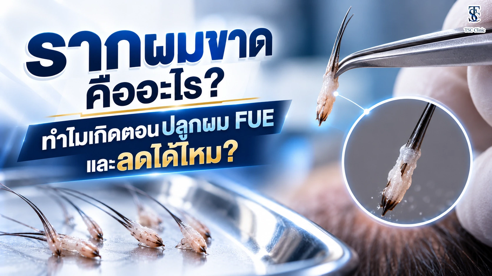 รากผมขาดคืออะไร? ทำไมเกิดตอนปลูกผม FUE และลดได้ไหม