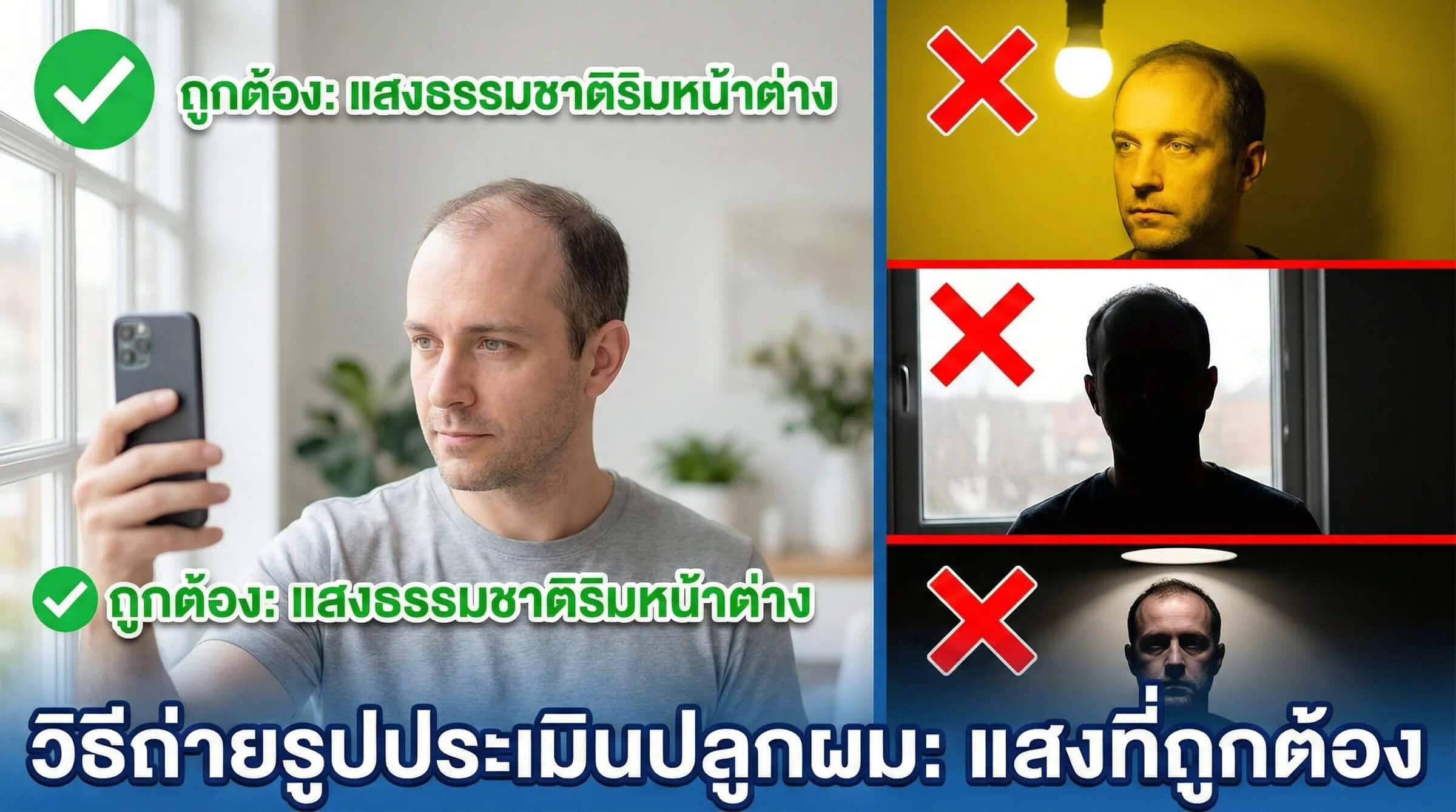 จุดที่หมอใช้ประเมินจากรูปถ่ายปลูกผม แนวผมและ donor area