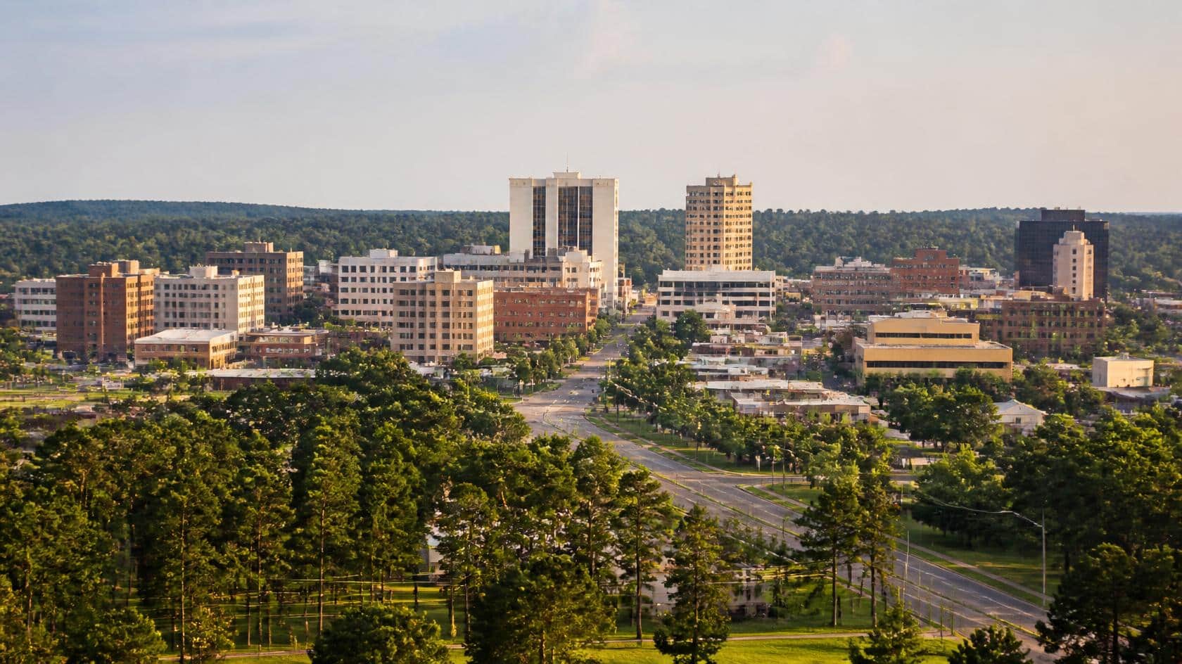 Living in Longview, TX with a view of downtown buildings and surrounding East Texas neighborhoods