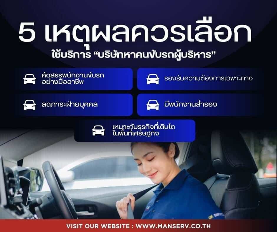 5 เหตุผลควรเลือกใช้ “บริษัทหาคนขับรถผู้บริหาร” บริการที่ช่วยให้องค์กรมืออาชีพก้าวสู่มาตรฐานใหม่ของความสะดวกและปลอดภัย 👮🚙