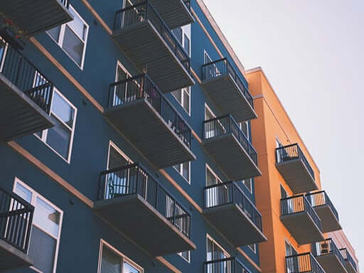 Side of an apartment building with balconies