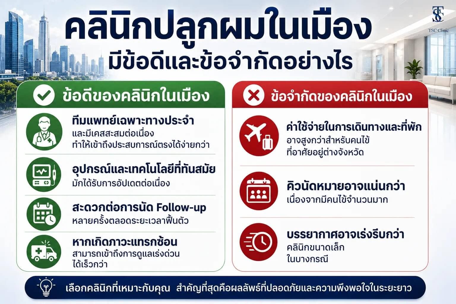 คลินิกในเมือง ทีมแพทย์และอุปกรณ์มาตรฐาน