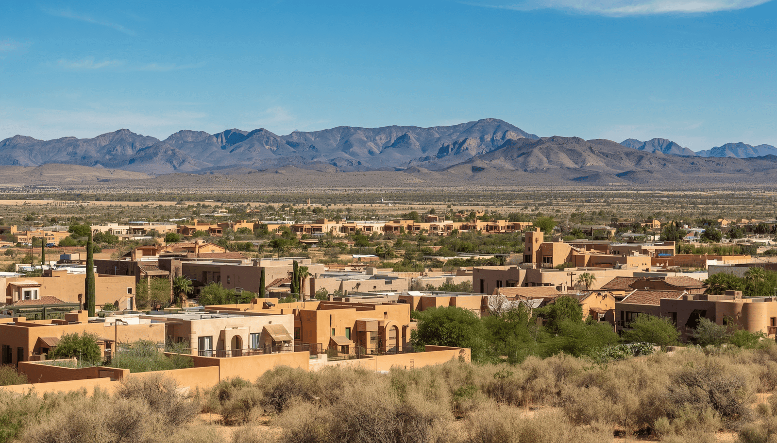 Scenic view of neighborhoods and mountains representing living in El Paso, TX.