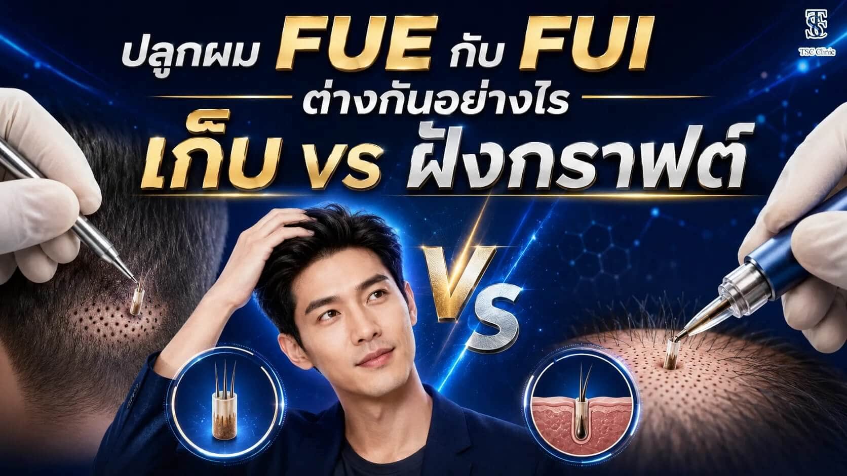 ปลูกผม FUE กับ FUI ต่างกันอย่างไร เก็บ vs ฝังกราฟต์