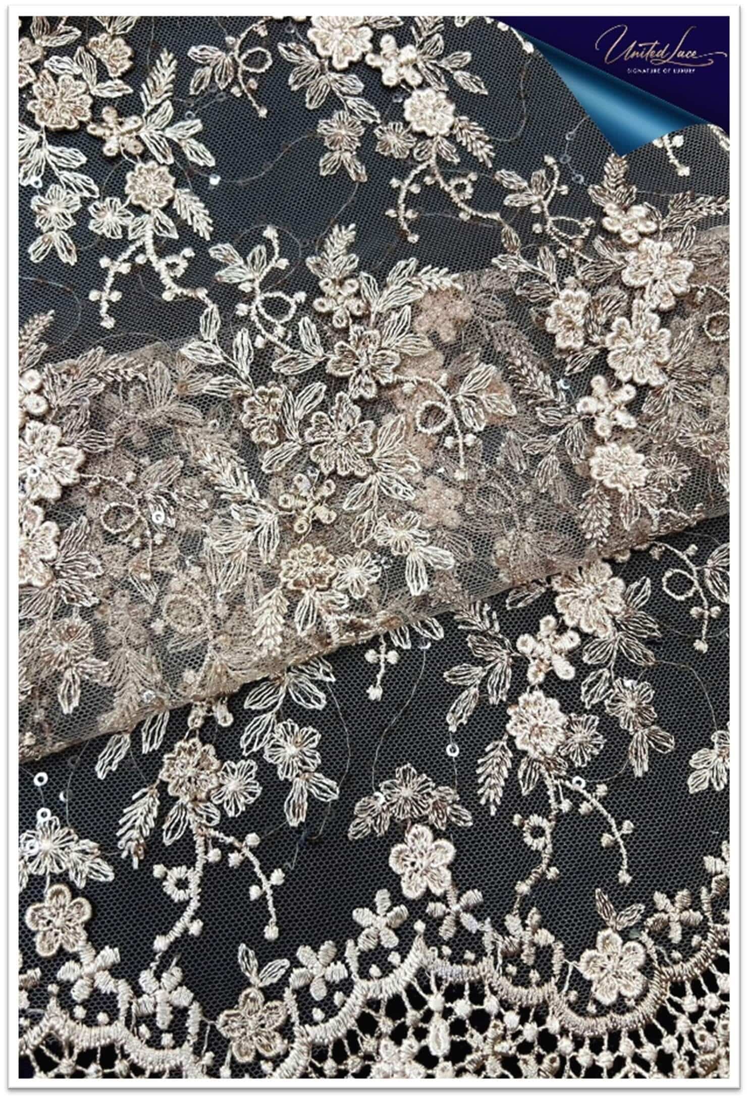  ผ้าลูกไม้ 3D Floral Tulle Lace