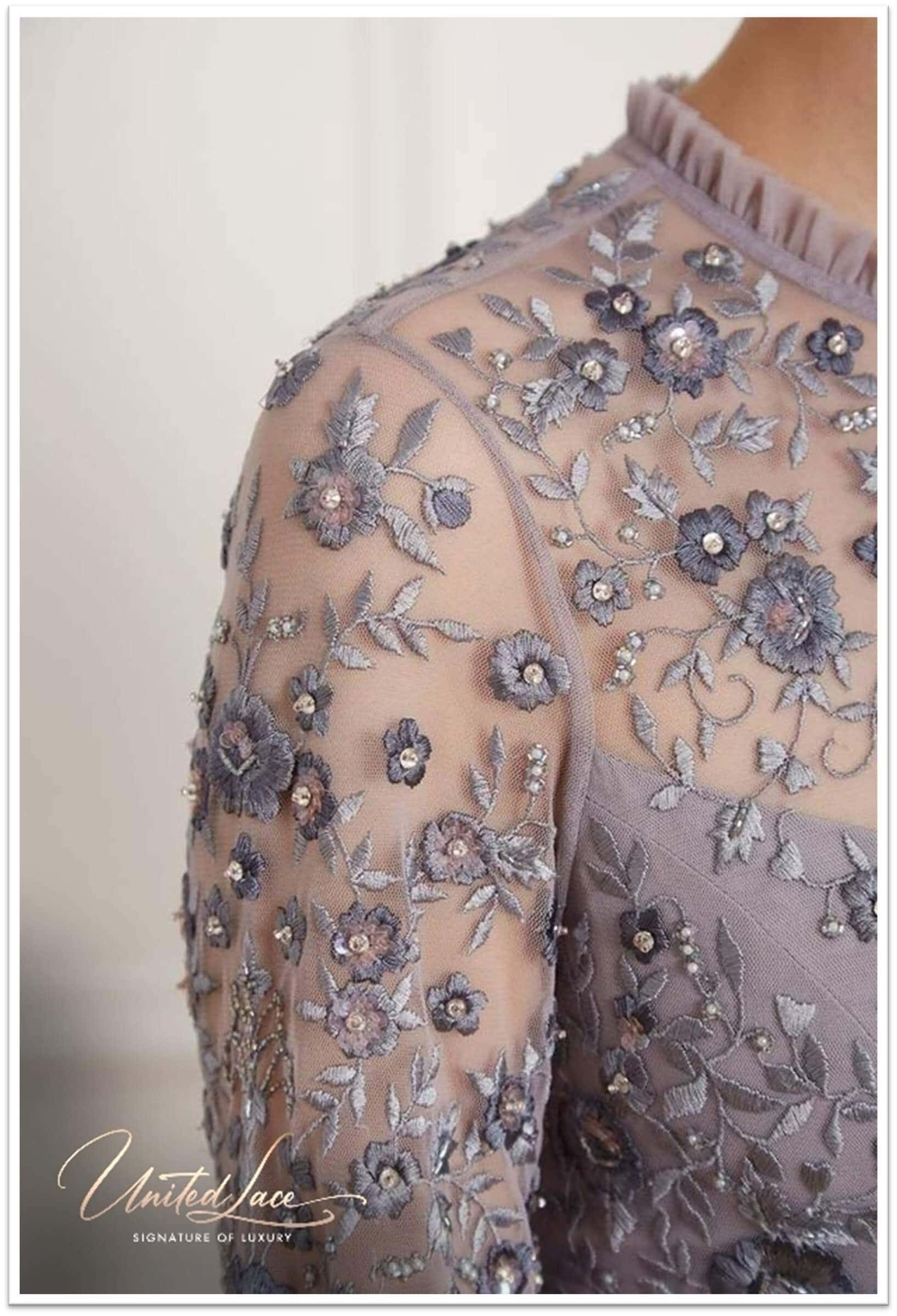  ผ้าลูกไม้ 3D Floral Tulle Lace