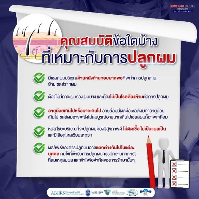 การปลูกย้ายเซลล์รากผมเหมาะกับใคร? เคสแบบไหนที่แพทย์ไม่ปลูกผม